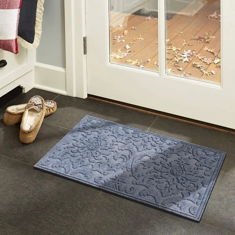 Brocade 24"x36" Mat, Anti Slip Fabric Finish, Tire Crumb Backing, Medium Gray