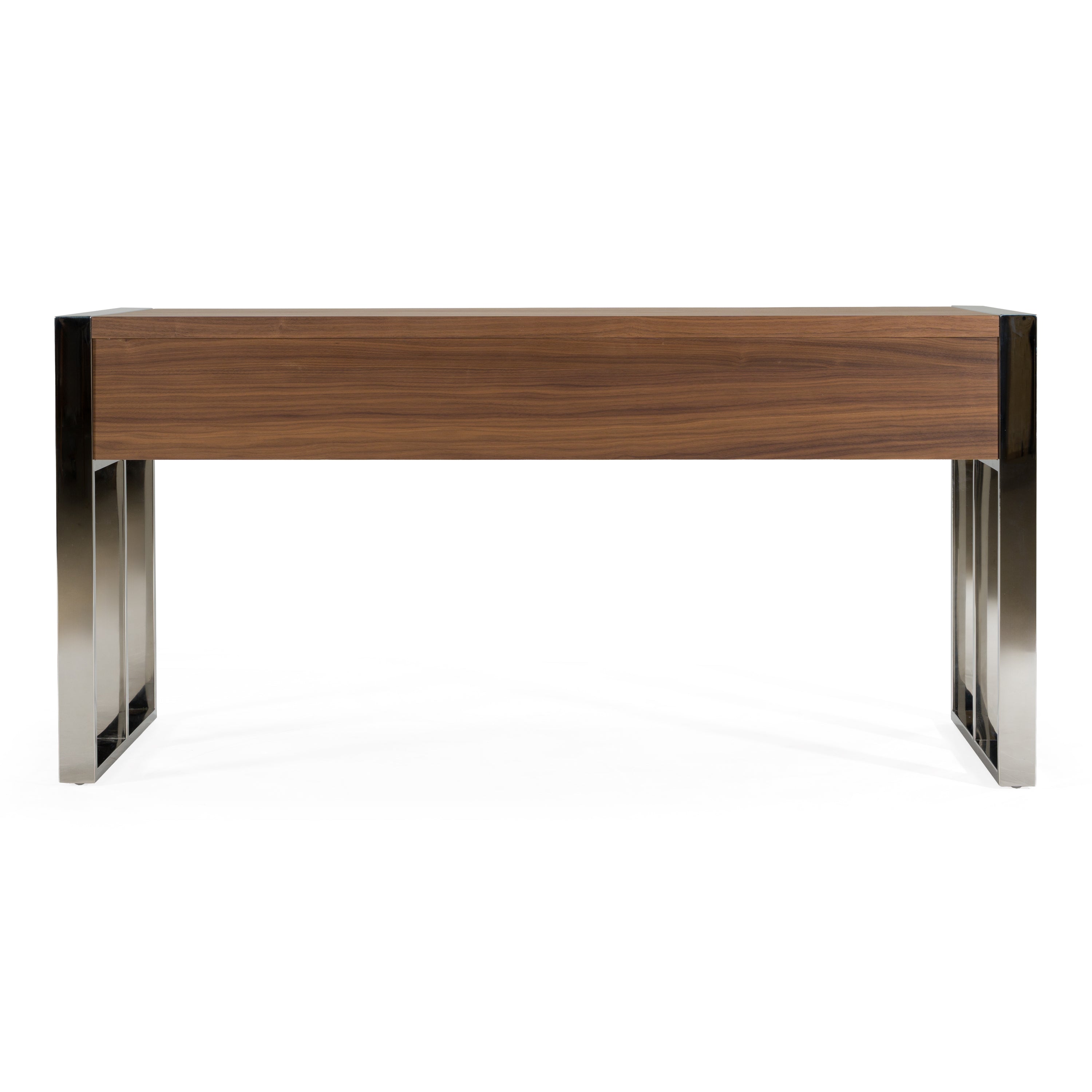 Modrest Orcutt Modern Walnut and Stainless Steel Desk