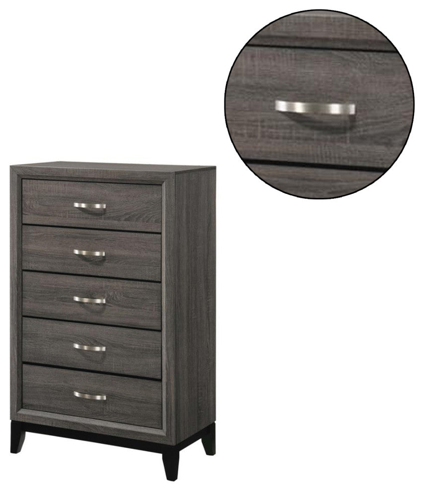 5 Drawers Chest, Gray Oak And Black