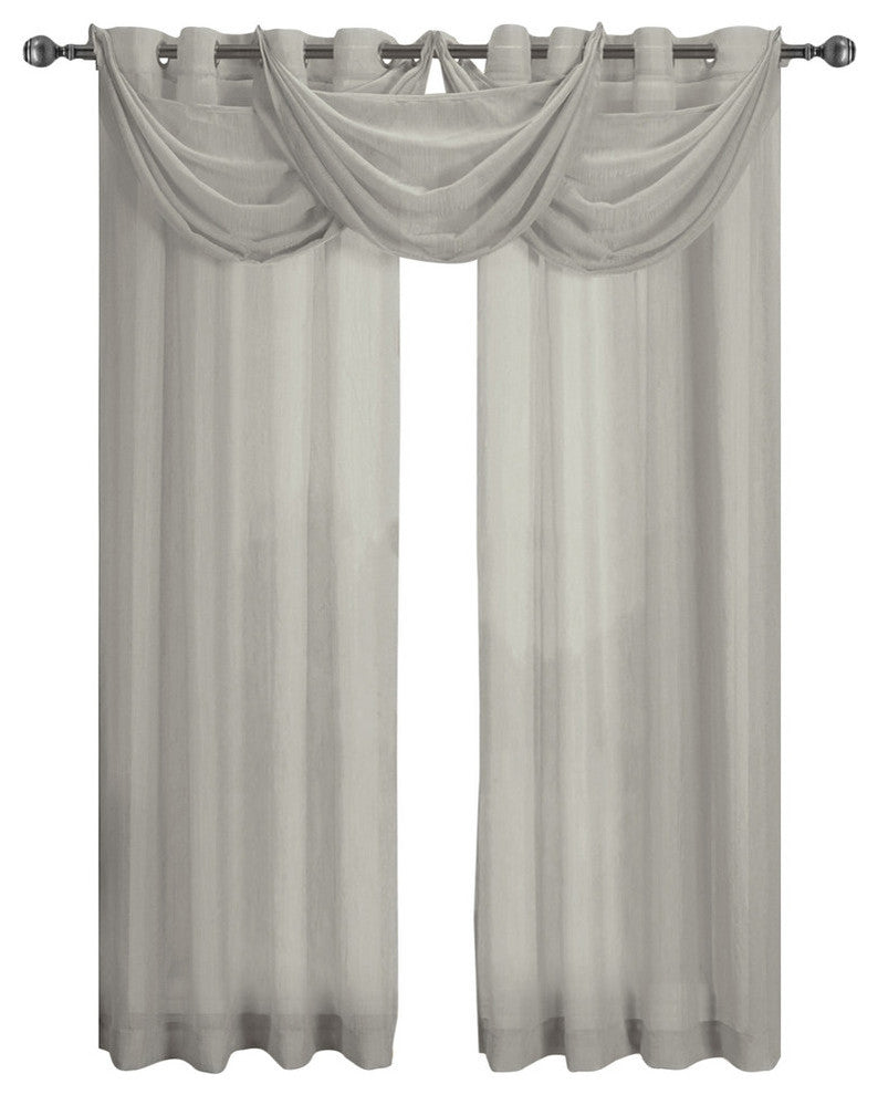 Abri Single Grommet Crushed Sheer Curtain, Gray, 50"x96"