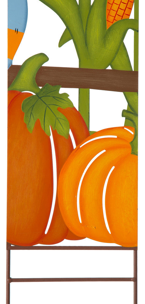 41.5"H Fall Metal Scarecrow and Corns Combo Yard Stake