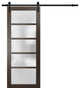 Barn Door 42 x 96 Frosted Glass, Quadro 4002 Chocolate Ash, Set 8' Rail