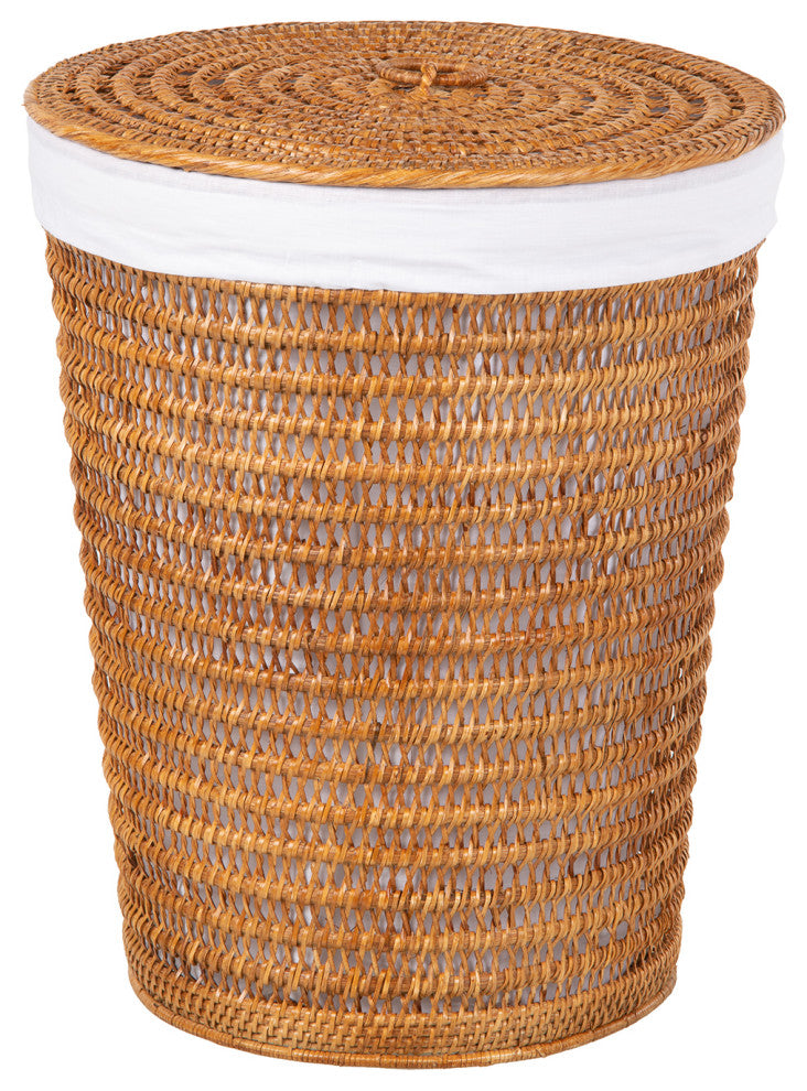Cambria Rattan Laundry Hamper With Liner, Honey Brown