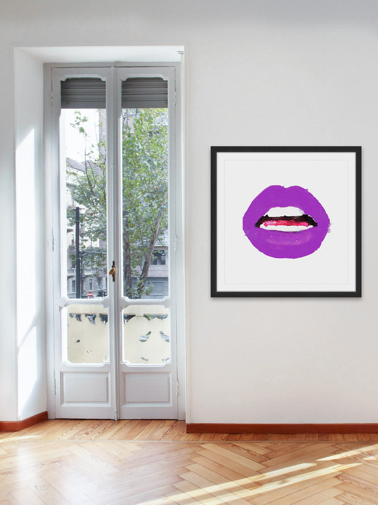 Marmont Hill, "Lips Colors Purple" by Amanda Greenwood Framed Painting, 24x24