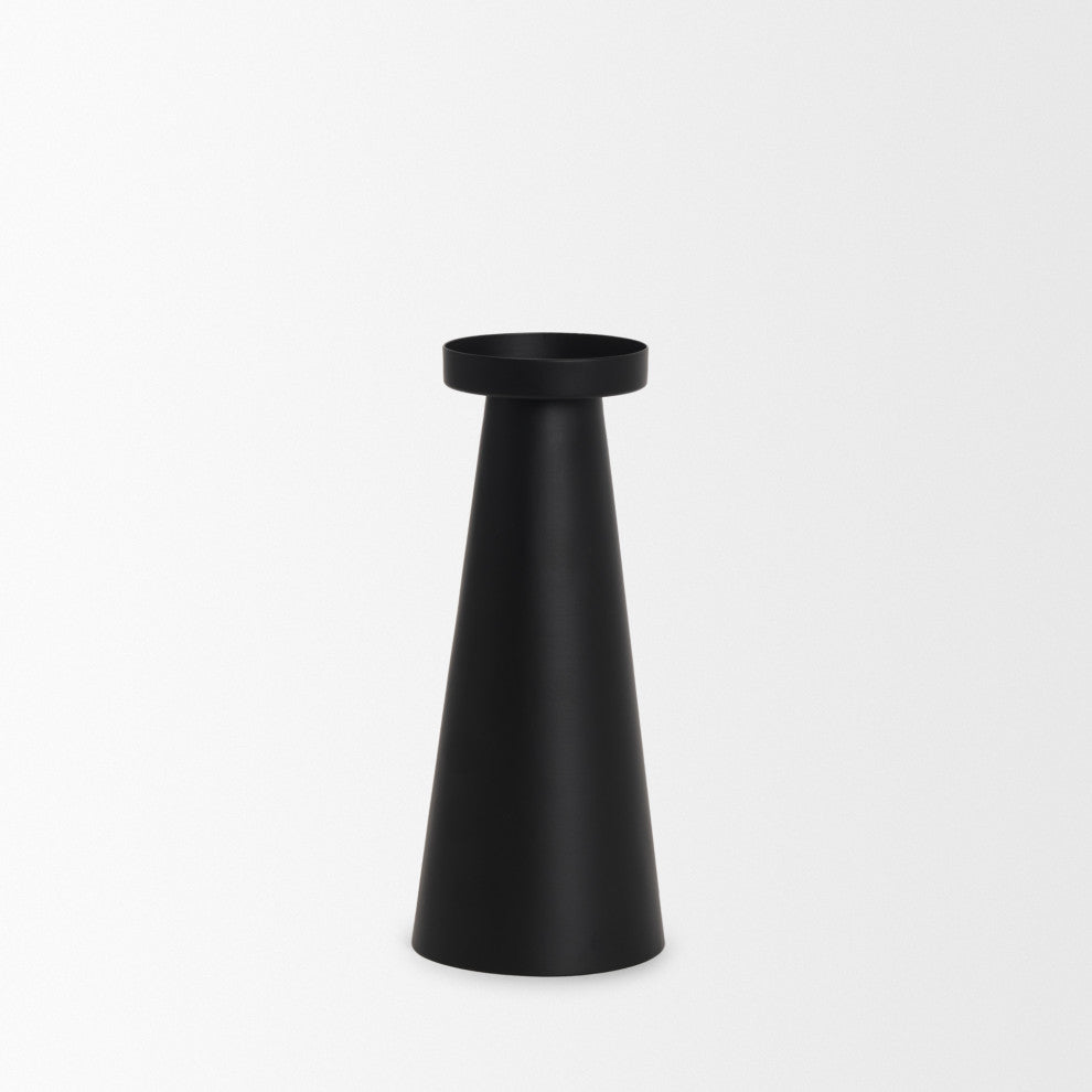 Quadir Tall Matte Black Metal Candle Holder