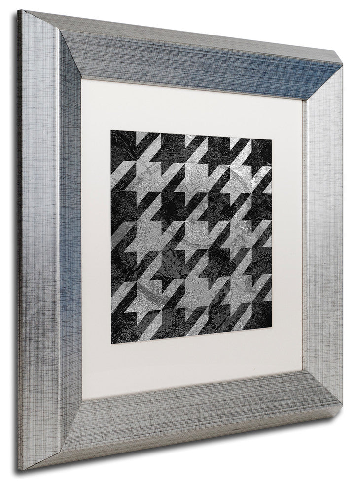 Color Bakery 'Houndstooth VI' Art, Silver Frame, White Matte, 11"x11"