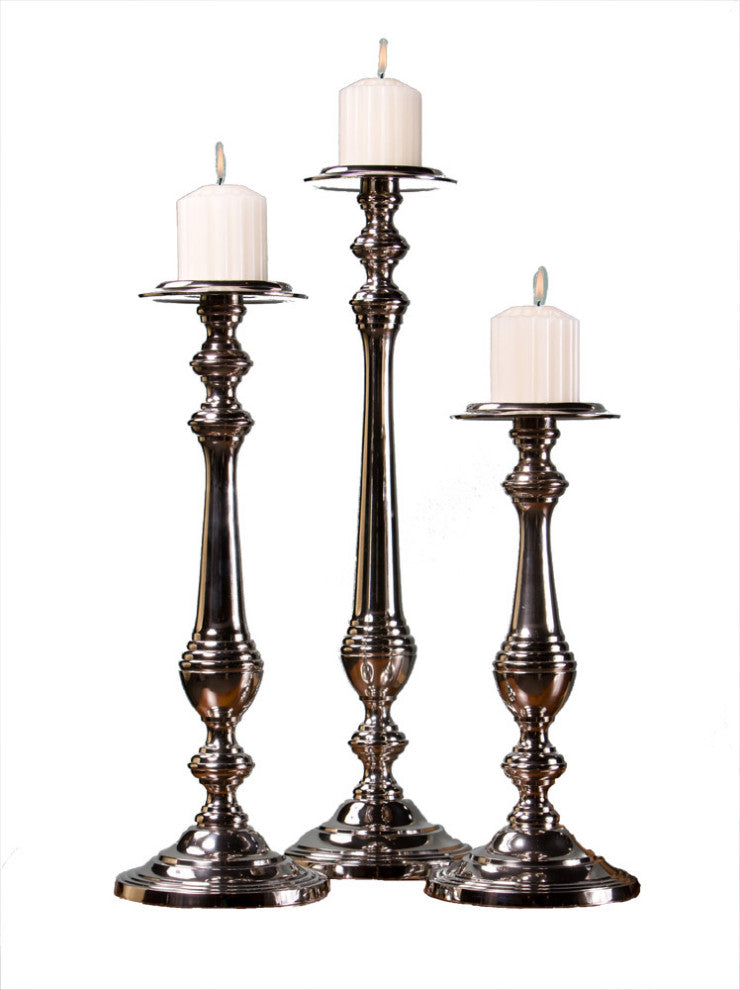 Battlesden Nickel Pillar Candleholder