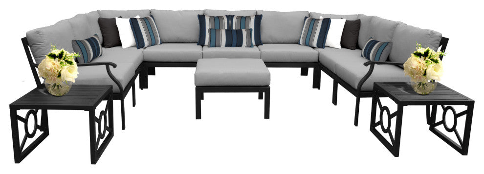 kathy ireland Madison Ave. 12 Piece Aluminum Patio Furniture Set 12g, Slate