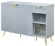 2 Doors and 1 Drawer Wooden Server, Gray High Gloss