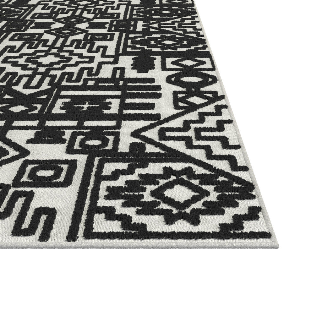 Napa Shanti Black and Ivory Viscose Area Rug, 8x10