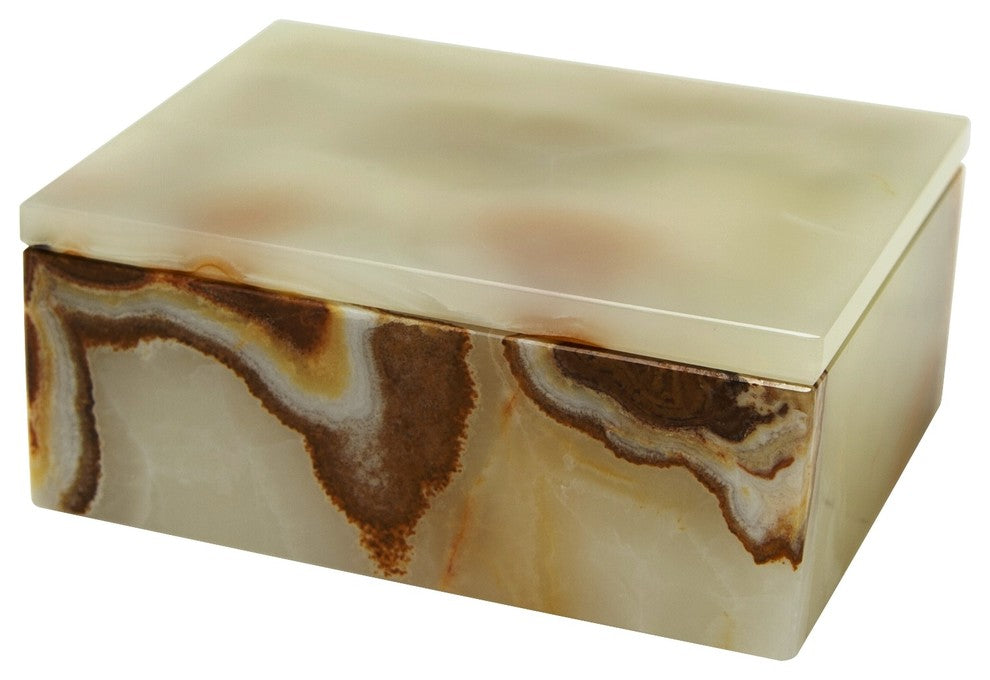 Asteria Collection Black Zebra Marble 5" Rectangular Keepsake Box, Light Green O