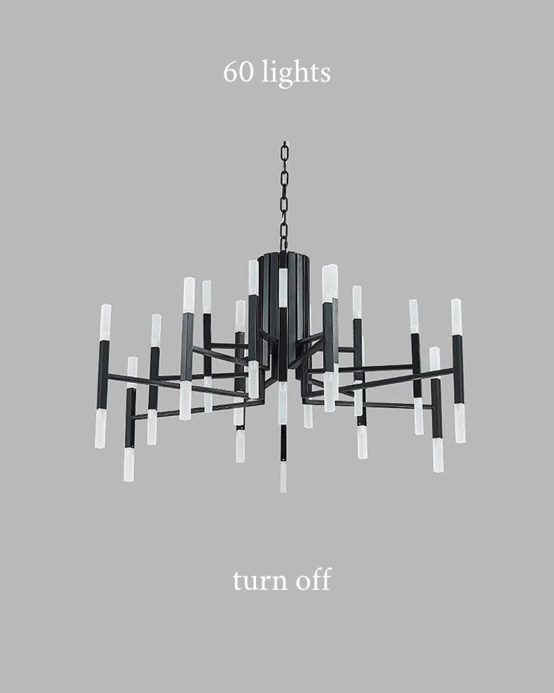Zelbio | Gold/Black Postmodern LED Chandelier for Living Room, Black, 60 Lights - Dia109.0xh70.1cm / Dia42.9xh27.6"