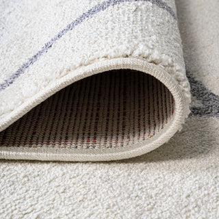 Cole Minimalist Diamond Trellis White/Gray 5' Round Area Rug