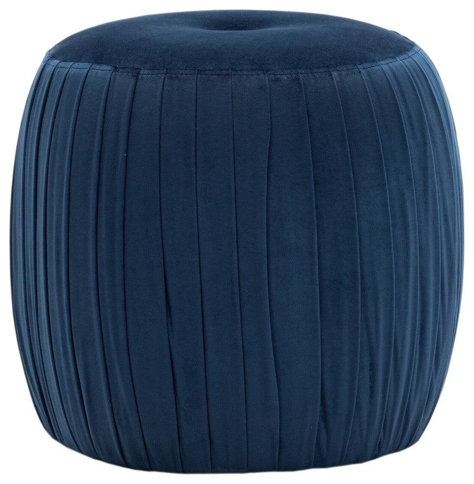 TOV Furniture Sommer Navy Velvet Ottoman