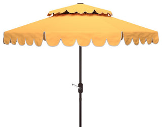 Safavieh Venice 9' Round Double Top Crank Umbrella, Yellow
