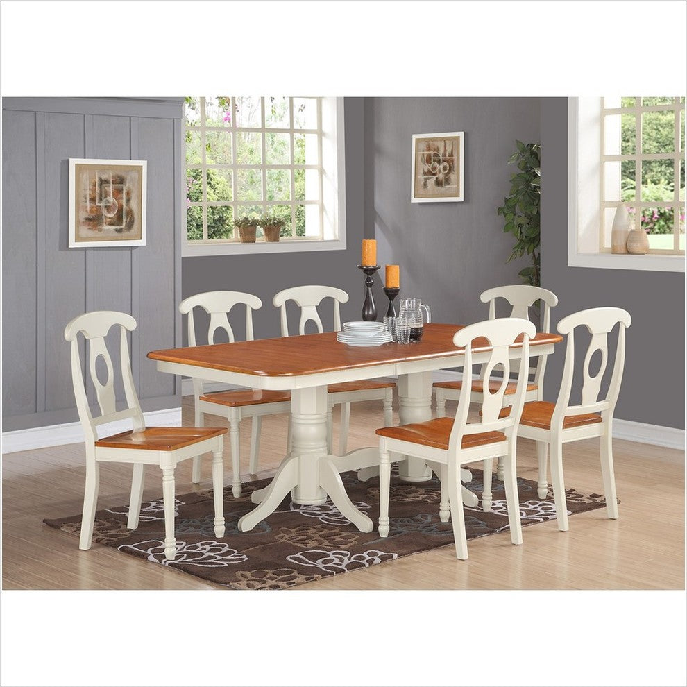 Napoleon Rectangular Round Corner Dining Table With 17", Self Storage Leaf