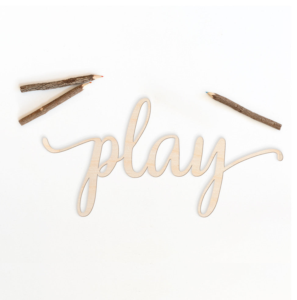 Script Play Wood Cut Sign, 24"x12"