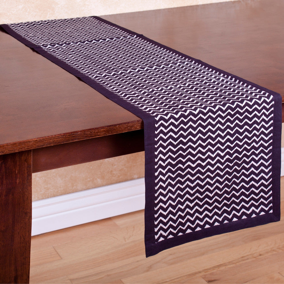 Zig Zag Table Runner, Black and White