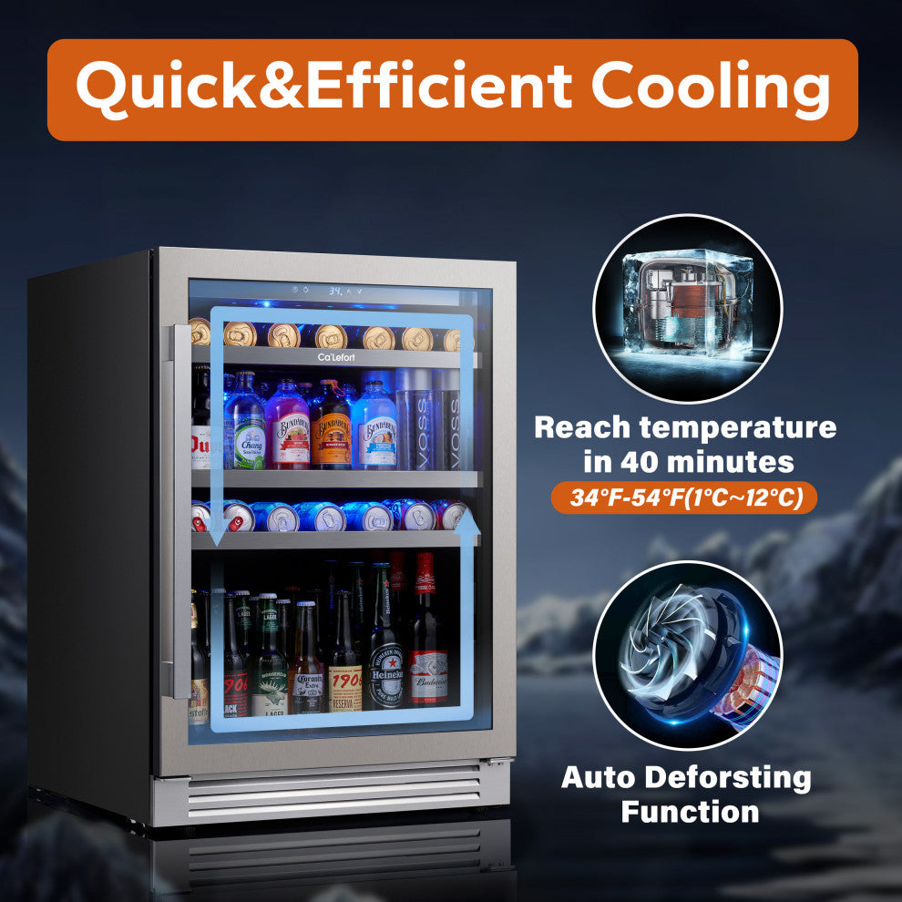 Ca''Lefort 180 Can 24" Beverage Refrigerator Built-In Soda Drink Cooler Low Noise