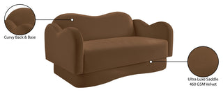 Bloom Upholstered Loveseat, Saddle, Velvet