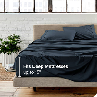 1800 Microfiber Sheet Set, Midnight Blue, Split King