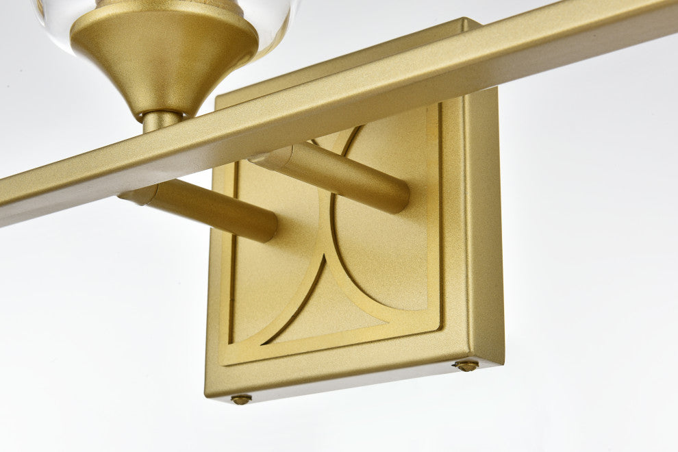 3 Light Brass And Clear Bath Sconce