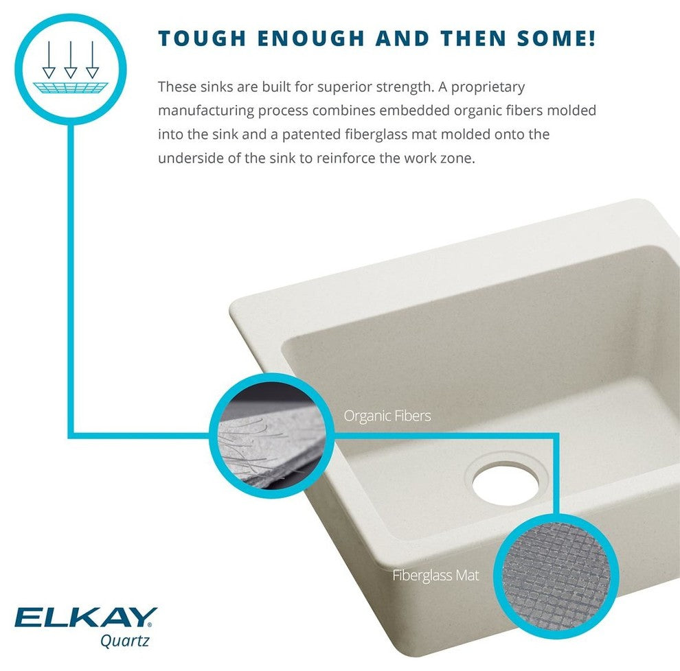 Elkay Luxe 15 3/4" One Bowl Drop In/Undermount Bar/Prep Kitchen Sink, ELX1616CN0