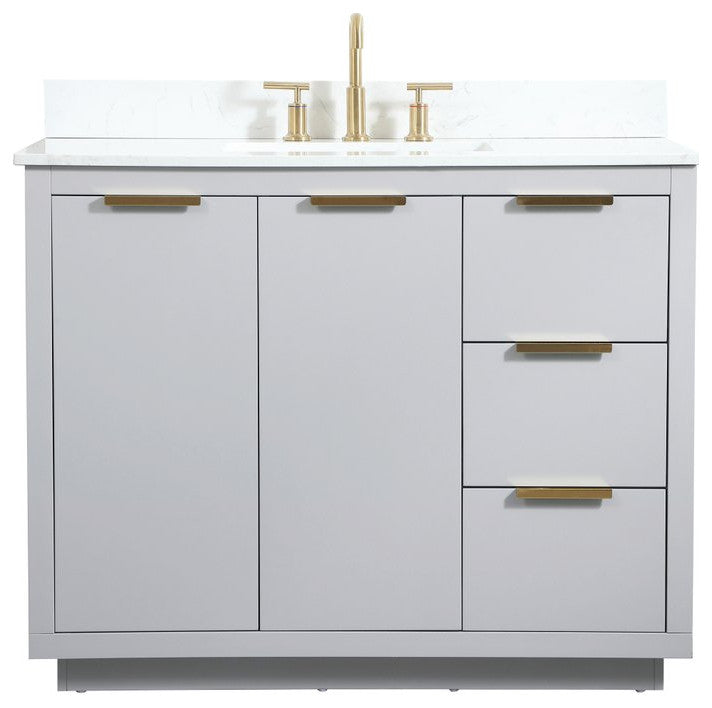 42" Single Bathroom Vanity, Gray, With Backsplash