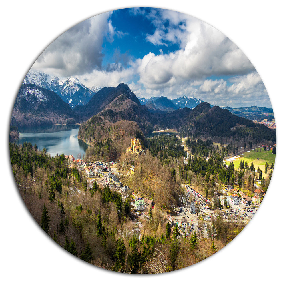 Alps And Lakes On Summer Day, Landscape Round Wall Art, 11"