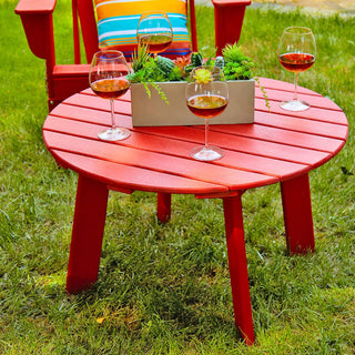 Outdoor Coffee Table, Durable HDPE Frame and Slatted Top, Weather-Resistant, Red