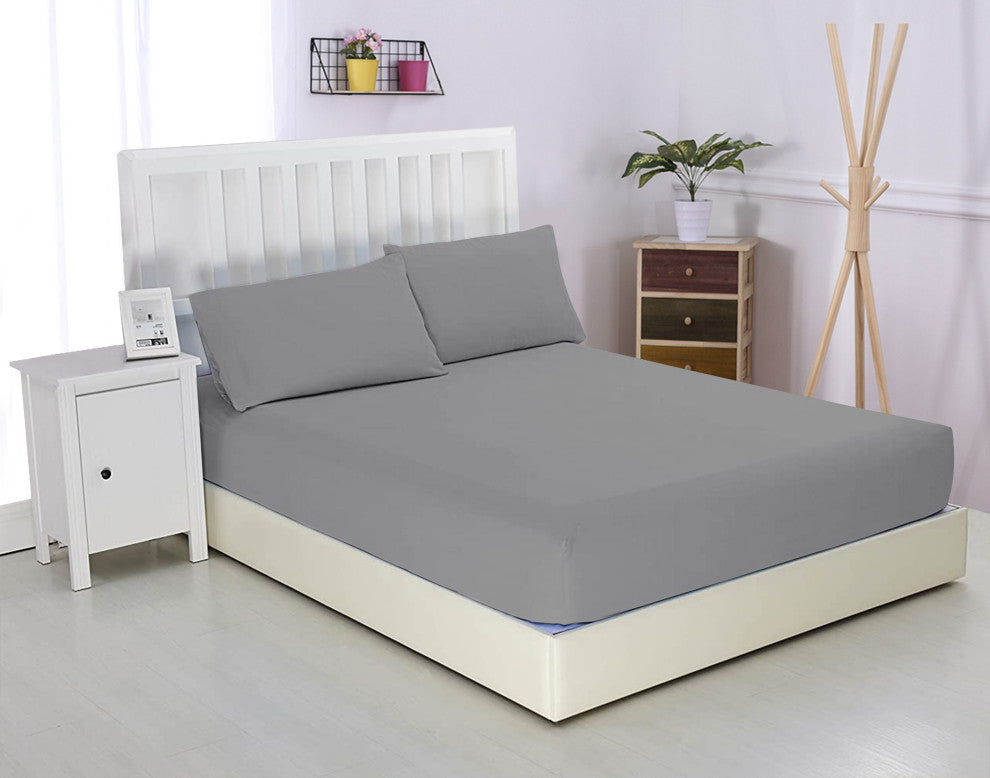 Organic Cotton Fitted Sheet, Dark Gray, Full, 54"x75"