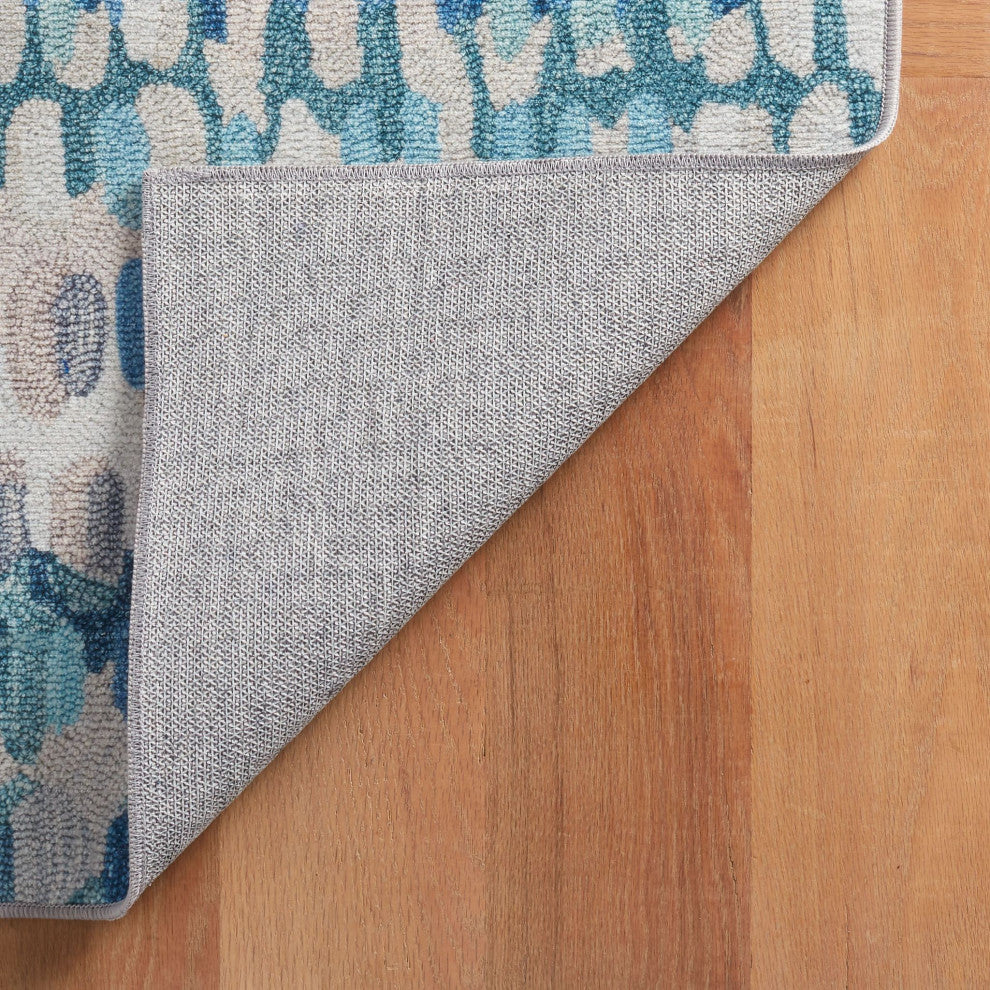 Dash & Albert Paint Chip Blue Machine Washable Rug, Blue, 3' x 5'