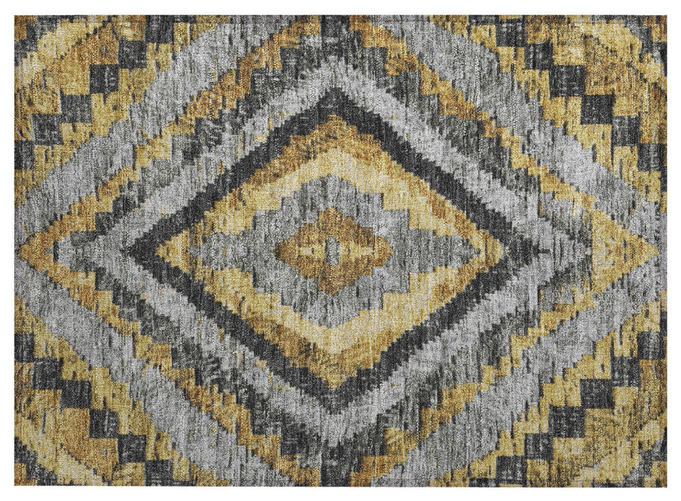 Machine Washable Indoor/Outdoor Chantille ACN1890 Gold 1'8" x 2'6" Rug