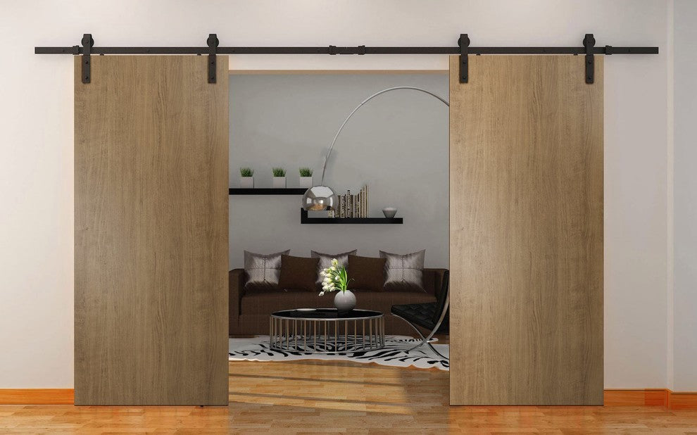 Sliding Double Barn Doors 72 x 80 & 13FT Rail | Planum 0010 Smoky Walnut