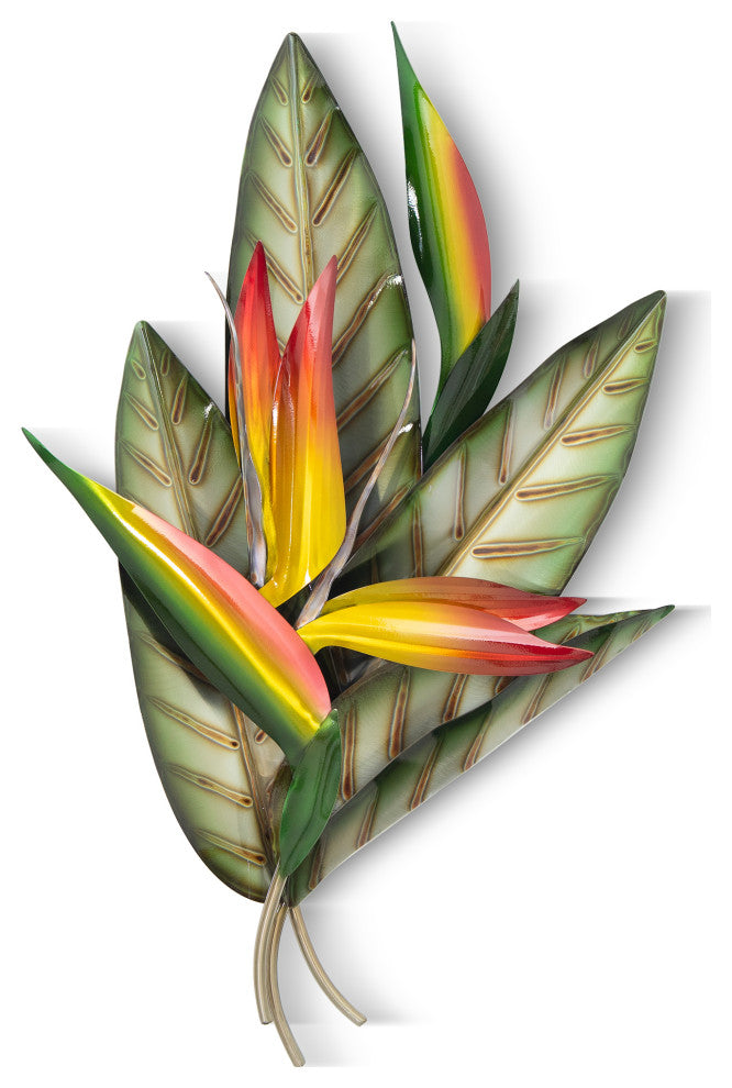 Tropical Home Decor 'Bird of Paradise Natural Colors' Botanical Metal Wall Art