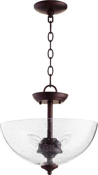 Quorum 2840-14-86 Four Light Dual Mount, Oiled Bronze With Clear/Seeded Finish