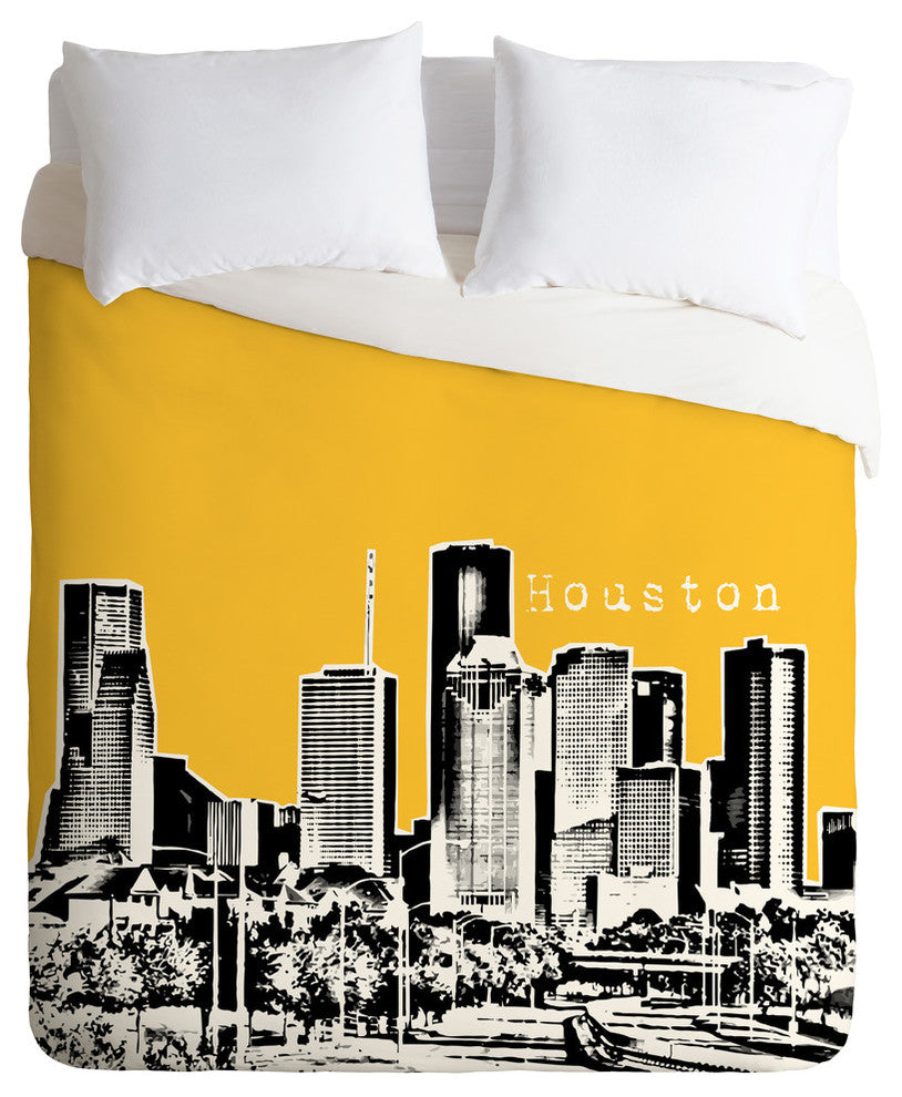 Deny Designs Bird Ave Houston Yellow Duvet Cover - Lightweight