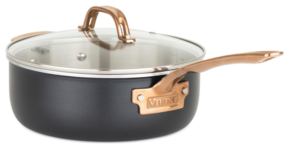 3-Ply 11-Piece Cookware Set, Black With Copper PVD Handle
