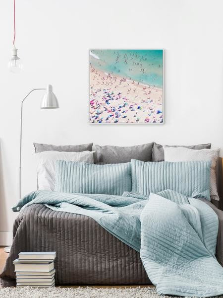 "Beach Love II" Floater Framed Painting Print on Canvas, 16"x16"