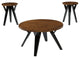 Retro Style Round Wooden Table Set with Angular Leg Support, Set of 3, Brown