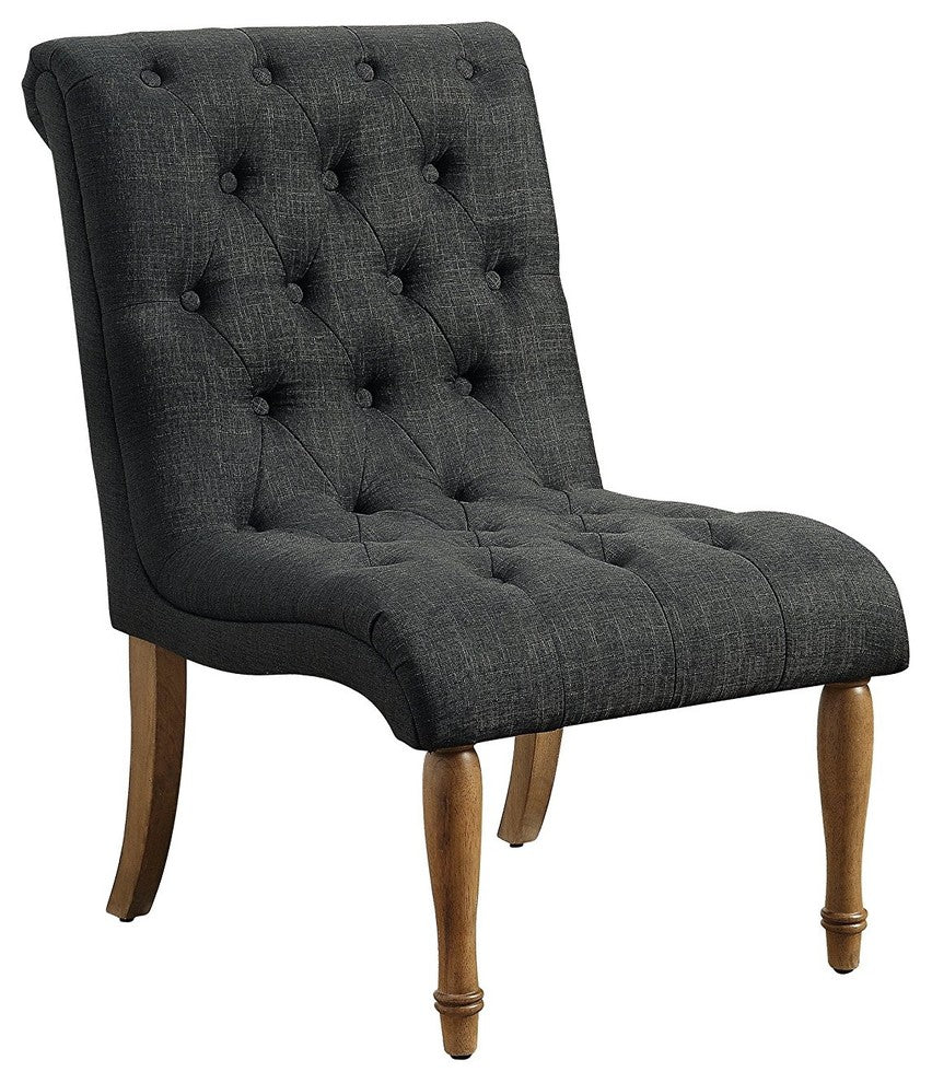Iris Tufted Upholstered Slipper Chair, Charcoal