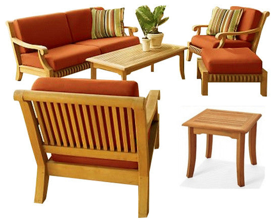 6-Piece Giva Outdoor Teak Sofa Set With Sunbrella Cushions Foster Surfside
