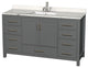 Sheffield 60" Dark Gray SGL Vanity, Calacatta Quartz Top, Square Sink, No Mirror