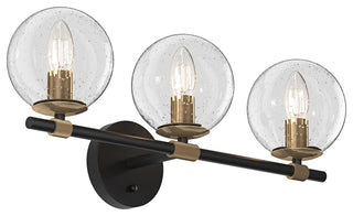 Matte Black 3-Light Bathroom Vanity Light With Globe Glass Shades
