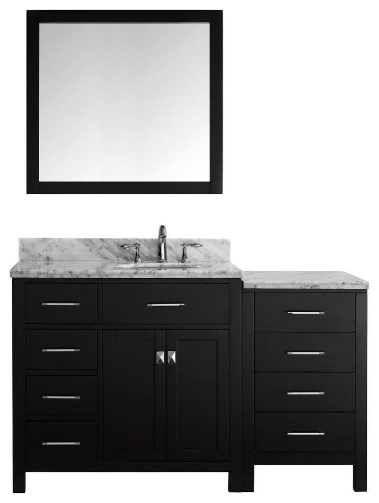 57" Single Bathroom Vanity, Espresso, Round Sink, Brushed Nickel