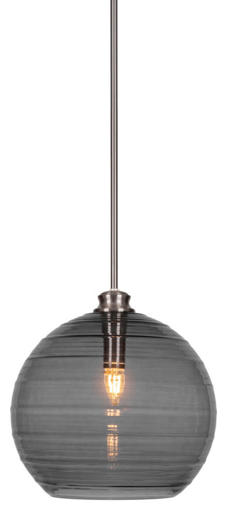 Malena 1-Light Stem Hung Pendant, Brushed Nickel/Smoke Ribbed