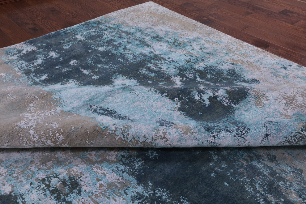 Modern Hand Knotted Wool and Silk Rug 12' 0" X 18' 3" Q7117