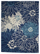 5' X 7' Blue And Ivory Floral Power Loom Area Rug