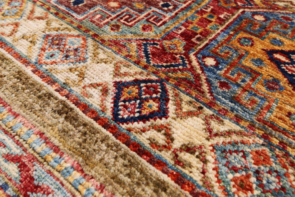 2' 6" X 6' 4" Runner Hand-Knotted Khorjin Super Kazak Wool Rug Q11028