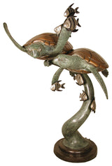 Sea Turtles Swimming With Fish Bronze Fountain Sculpture